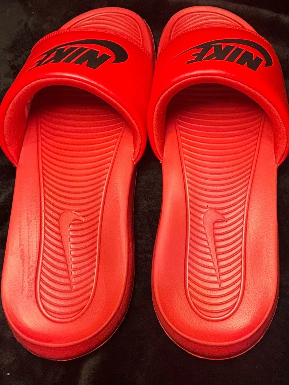 Nike Red and Black Slide Sandals
